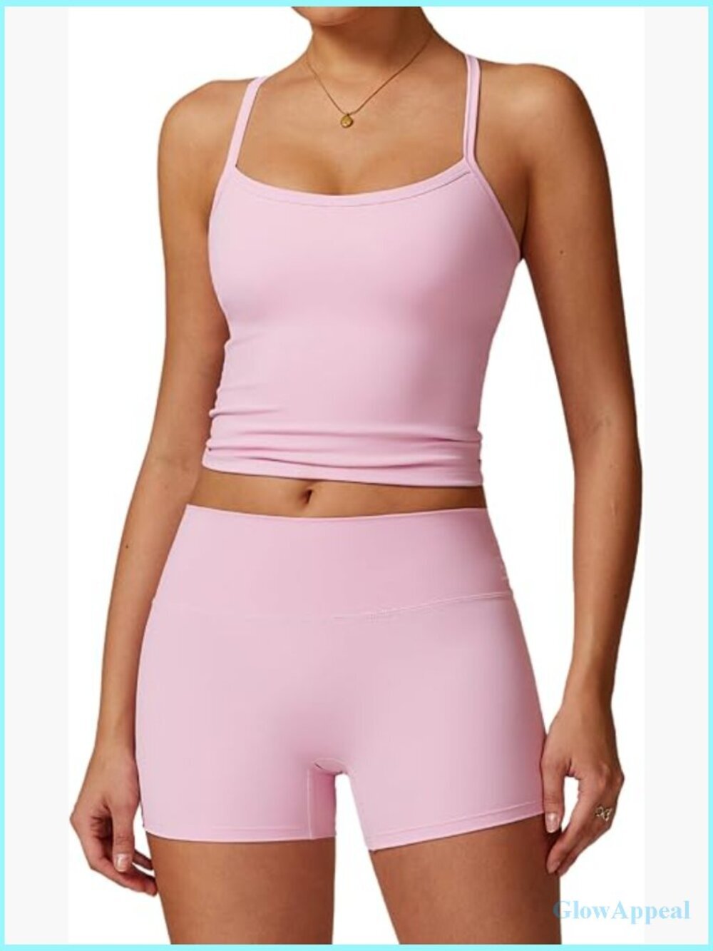 Two Piece Workout Set Tank Top High Waist Booty Shorts
